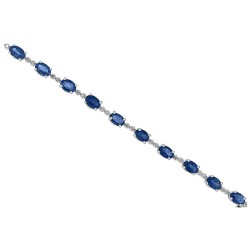 Blue Sapphire and Diamond Bracelet 14Kt White Gold, 8.03cttw 6X4MM Oval 