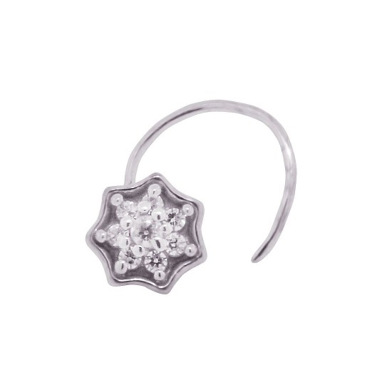 Cubic Zirconia Nose Pin in Sterling Silver