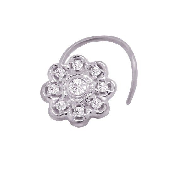 Cubic Zirconia Nose Pin in Sterling Silver