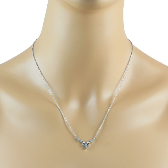 Cubic Zirconia Pendant Necklace,Sterling Silver