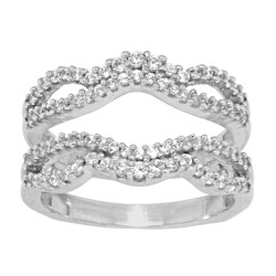 Cubic Zirconia Ring Wrap in Sterling Silver with Rhodium Finish