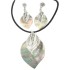 Mother Of Pearl Leaf Shaped Pendant and Earring Set with Glass Crystals