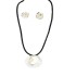 Silvertone and Glass Crystals Rosebud Pendant and Stud Earring Set with Cord