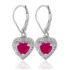 Lab Created Ruby Diamond Heart Earrings in Sterling Silver